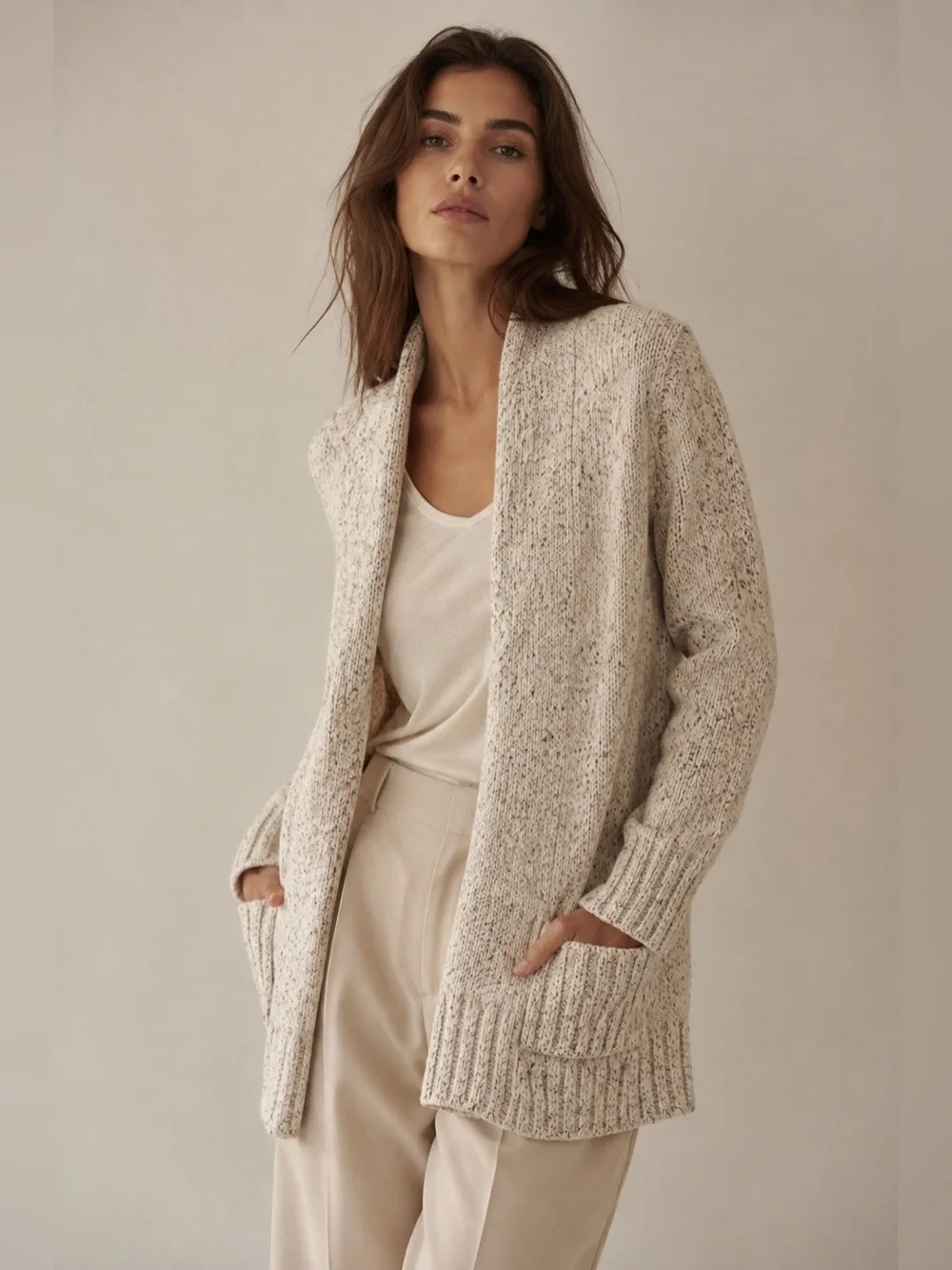 Club Monaco Italian Yarn Alpaca Wool Blend Open Front Cardigan XS/S Cream